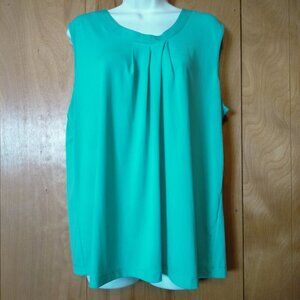 Southern Lady Green Pullover Sleeveless Blouse Flowy Women's Large